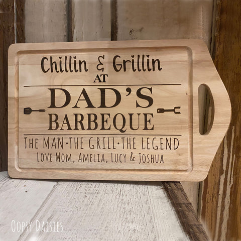 Chopppng Board Lg with Handle & Ridge - Dad's Barbeque 13824