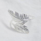 Silver Double Feather Ring 11221