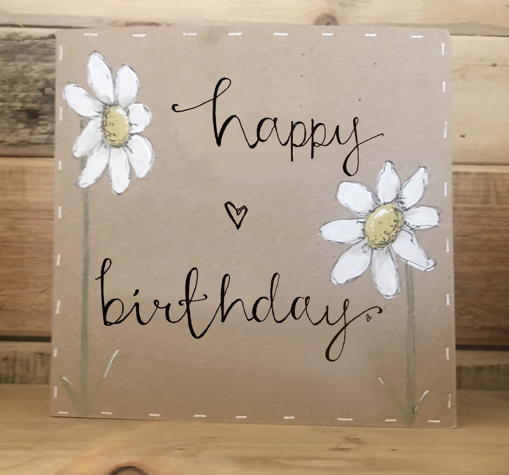 Handmade Tall Daisies Card - Happy Birthday 9903