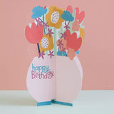 Raspberry Blossom Card 3D Fold Out - Flowers/Happy Birthday 13950