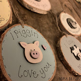 Handmade Wooden Log Slice - Hedgehugs 10831