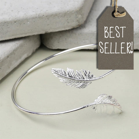 Silver Feather Bangle 11223