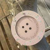 Personalised Wooden Button with Floral Border 4401