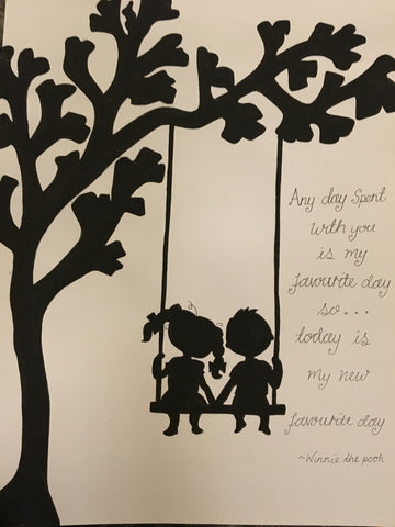 Silhouette with Tree in Md Frame - 2 People on Swing 5509