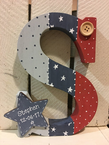 Large Wooden Personalised Letter - Stripe 6709