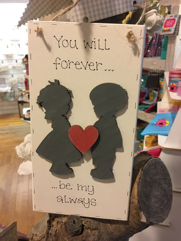 Long Plaque with Silhouette Boy & Girl - You Will Forever 7184