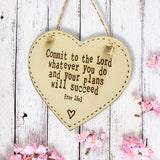 Thick Heart Plaque 10cm - Commit to the Lord 9809
