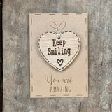 Handmade Little Sentiment Heart & Card - Keep Smiling 10007
