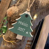 Personalised Wooden Christmas Tree Plaque - Green 4037