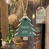 Personalised Wooden Christmas Tree Plaque - Green 4037
