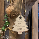 Personalised Wooden Christmas Tree Plaque - Cream 4039