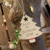 Personalised Wooden Christmas Tree Plaque - Cream 4039