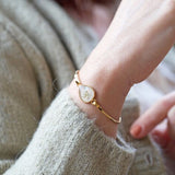 Real Pressed Baby's Breath Flower Bangle in Gold 11214