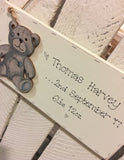 Personalised Long Plaque - Teddy Bear 4406