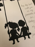 Silhouette with Tree in Md Frame - 2 People on Swing 5509