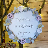 Round Layered Plq with Floral Border - My grace is Sufficient 9817