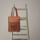 Paper High Large Brown Leather Satchel Style Rucksack 8683