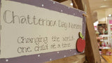 Personalised Long Plaque with sm Wooden Apple 6282