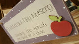 Personalised Long Plaque with sm Wooden Apple 6282