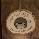 Handmade Wooden Log Slice - Hedgehugs 10831