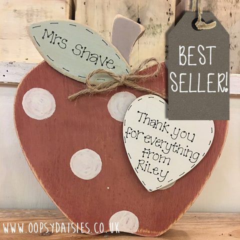 Personalised Teacher Apple Block with Heart 7790