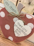 Personalised Teacher Apple Block with Heart 7790