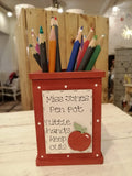 Personalised Wooden Pen pot - Apple 7838