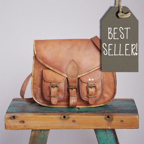 Paper High Brown Leather Satchel Saddle Bag 8250