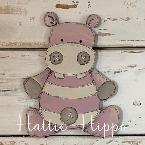 Personalised Animal Range - Hattie Hippo Lg Plaque 9681