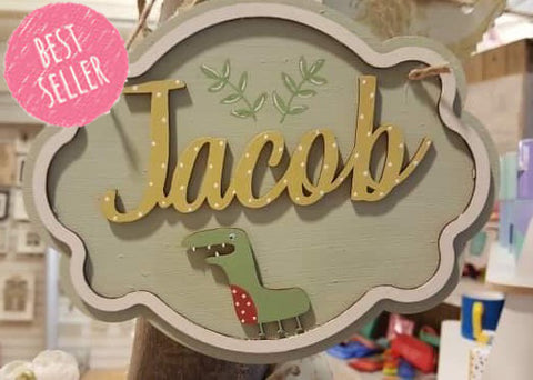 Personalised Elegant Name Plaque Sm - Dinosaur 8507