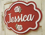 Personalised Elegant Name Plaque Lg - Flower 8509