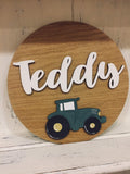 Personalised Round Name Sign Sm - Tractor 8535