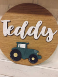 Personalised Round Name Sign Sm - Tractor 8535