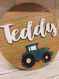 Personalised Round Name Sign Sm - Tractor 8535