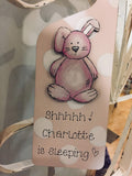 Personalised Door Hanger - Bunny Pink 8540