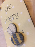 Bees & Daisies Mini Plaque - Bee Happy (Also available BLANK) 8618