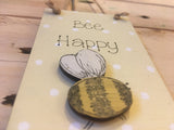Bees & Daisies Mini Plaque - Bee Happy (Also available BLANK) 8618