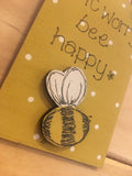 Bees & Daisies Mini Plaque - Don't Worry Bee Happy (Also available BLANK) 8622