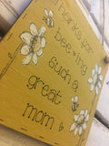 Bees & Daisies Mini Square Plaque -Thanks for Bee-ing... (Also available BLANK) 8630