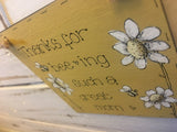 Bees & Daisies Mini Square Plaque -Thanks for Bee-ing... (Also available BLANK) 8630