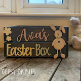 Personalised Easter Crate with Bunny Plaque  - Pink 8770