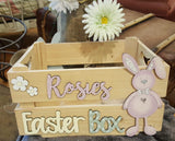 Personalised Easter Crate with Bunny Plaque  - Pink 8770