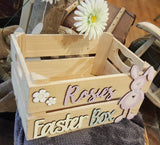 Personalised Easter Crate with Bunny Plaque  - Pink 8770