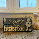 Personalised Easter Crate with Bunny Plaque - Blue 8771