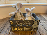 Personalised Easter Crate with Bunny Plaque - Blue 8771