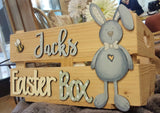 Personalised Easter Crate with Bunny Plaque - Blue 8771