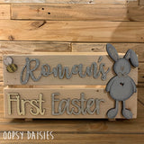 Personalised Easter Crate with Bunny Plaque - Blue 8771