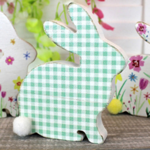 Bunny Pastel Block - Green Check/White Tail 12547