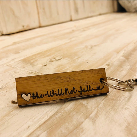 Keyring Tag with Heart - She Will Not Fall 9050