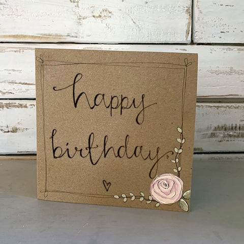 Handmade Rose Card - Happy Birthday 9882